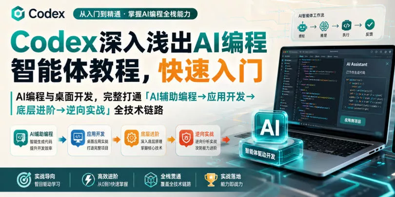 Codex深入浅出AI编程智能体教程，快速入门AI编程与桌面开发，打通「AI辅助编程→应用开发→底层进阶→逆向实战」全技术链路-易创网