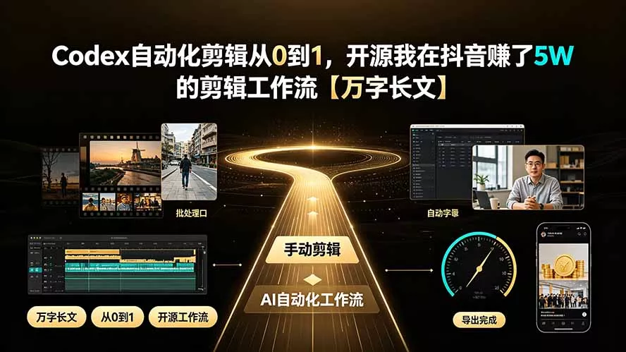 Codex自动化剪辑从0到1，开源我在抖音赚了5W 的剪辑工作流【万字长文】-易创网