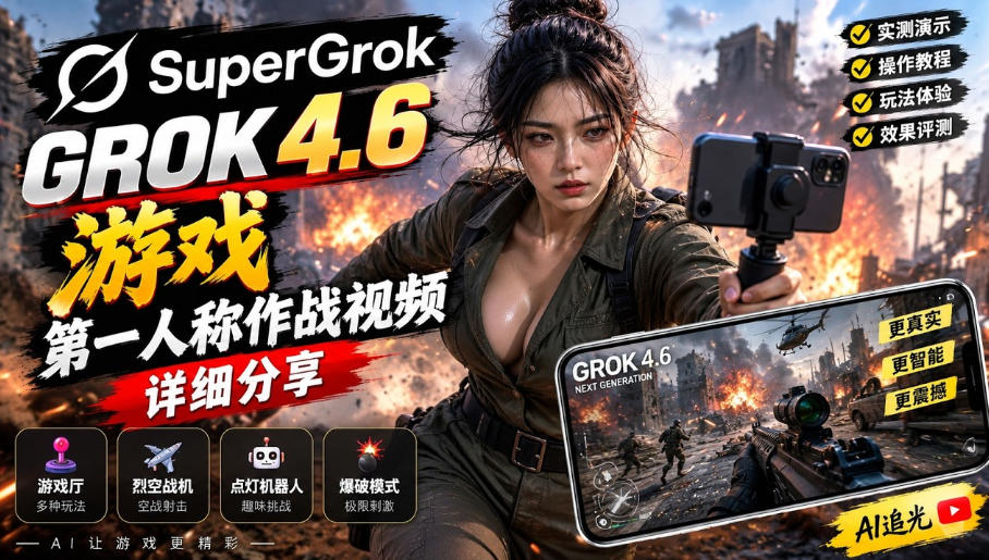 Grok 4.6也能做游戏？第一人称作战视频实测｜玩法详细讲解-易创网