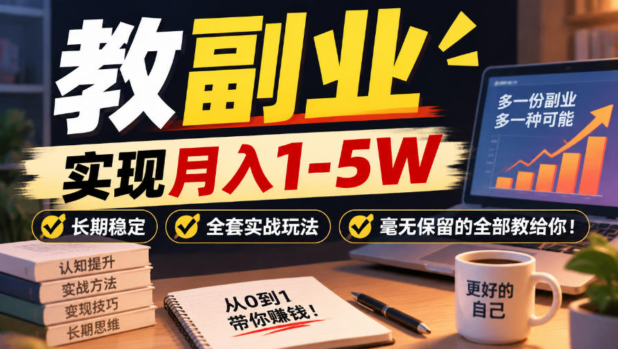 “教副业”实现月入1-5W，长期稳定，全套实战玩法毫无保留的全部教给你！【揭秘】-易创网