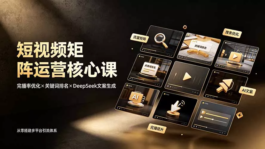 短视频矩阵运营核心课：完播率优化×关键词排名×DeepSeek文案生成，从零搭建多平台引流体系-易创网