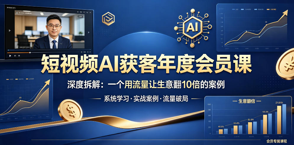 短视频AI获客年度会员课，深度拆解，一个用流量让生意翻10倍的案例-易创网