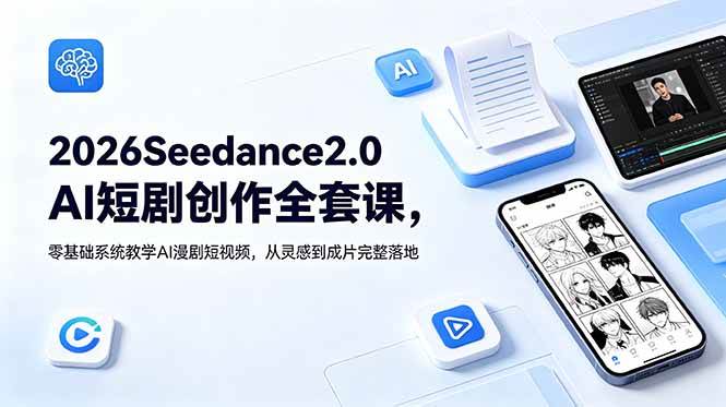 （18958期）2026Seedance2.0AI短剧创作全套课，零基础系统教学AI漫剧短视频，从灵感到成片完整落地-易创网