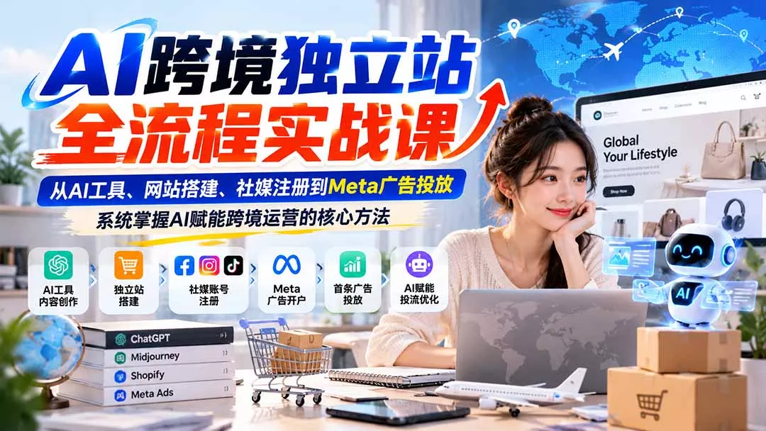 AI跨境独立站全流程实战课：从AI工具、网站搭建、社媒注册到Meta广告投放，系统掌握AI赋能跨境运营的核心方法-易创网