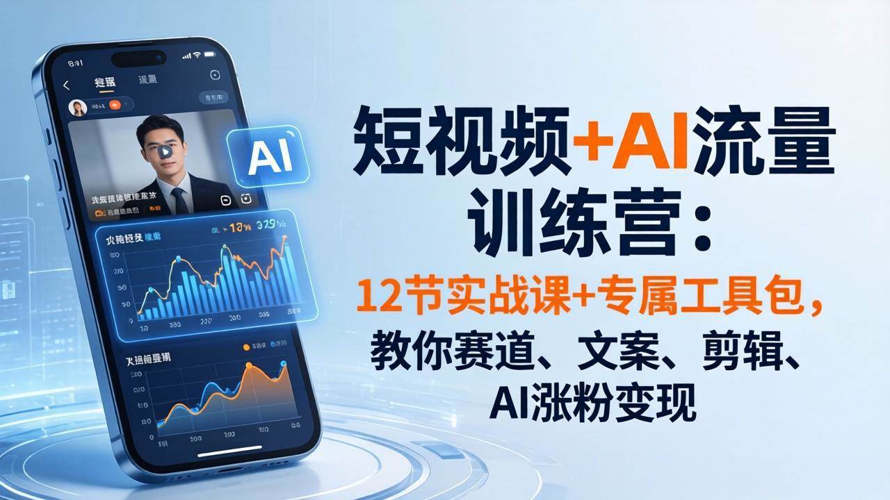 （18078期）短视频+AI流量训练营：12节实战课+专属工具包，教你赛道、文案、剪辑、AI涨粉变现-易创网