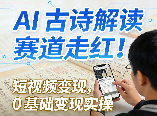 AI古诗解读赛道走红！短视频变现，0基础变现实操-易创网