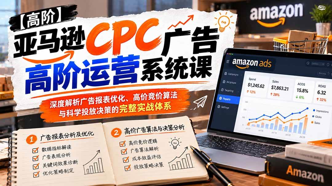 （20950期）亚马逊CPC广告高阶运营系统课：深度解析广告报表优化、高价竞价算法与科学投放决策的完整实战体系-易创网