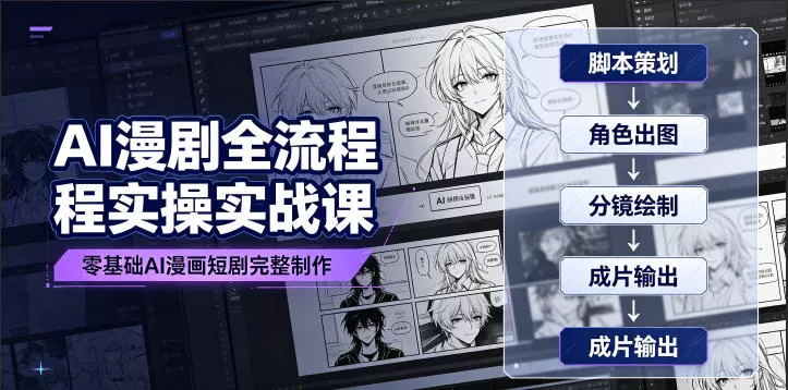 AI漫剧全流程实操实战课｜零基础AI漫画短剧完整制作、脚本出图成片全链路落地教程-易创网