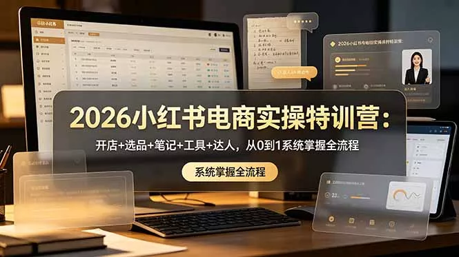 2026小红书电商实操特训营：开店+选品+笔记+工具+达人，从0到1系统掌握全流程-易创网