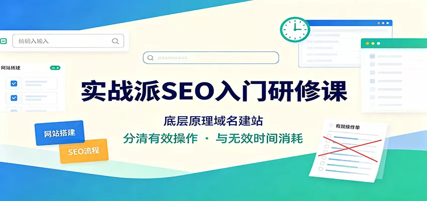 实战派SEO入门研修课：底层原理域名建站，分清有效操作与无效时间消耗-易创网