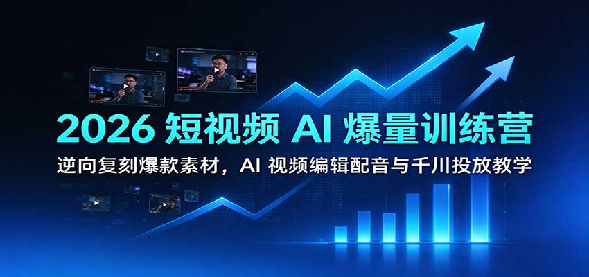 2026短视频AI爆量训练营：逆向复刻爆款素材，AI视频编辑配音与千川投放教学-易创网