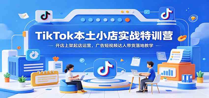 TikTok本土小店实战特训营：开店上架起店运营，广告短视频达人带货落地教学-易创网