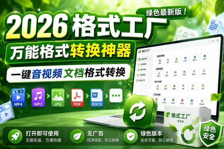 2026格式工厂绿色最新版！万能格式转换神器，一键音视频文档格式转换，打开即可使用，无广告绿色版本-易创网