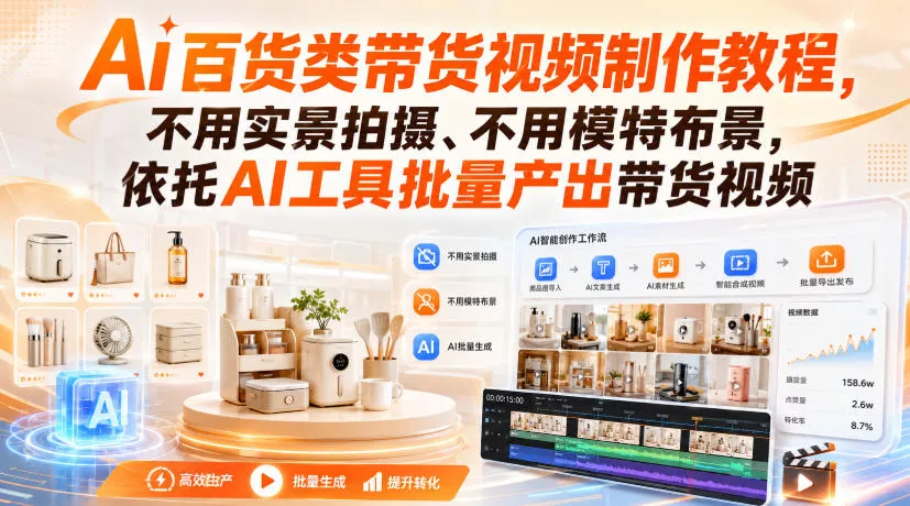 Ai百货类带货视频制作教程，不用实景拍摄、不用模特布景，依托AI工具批量产出带货视频-易创网