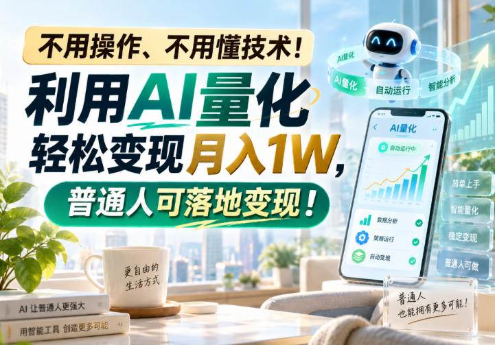 （20429期）利用AI量化轻松变现月入1W，普通人可落地变现，不用操作、不用懂技术！-易创网