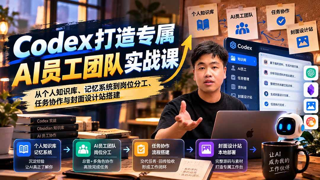 （20916期）【无水印】Codex打造专属AI员工团队实战课：从个人知识库、记忆系统到岗位分工、任务协作与封面设计站搭建-易创网