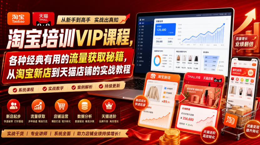 淘宝培训VIP课程，各种经典有用的流量获取秘籍，从淘宝新店到天猫店铺的实战教程（更新08月20日）-易创网