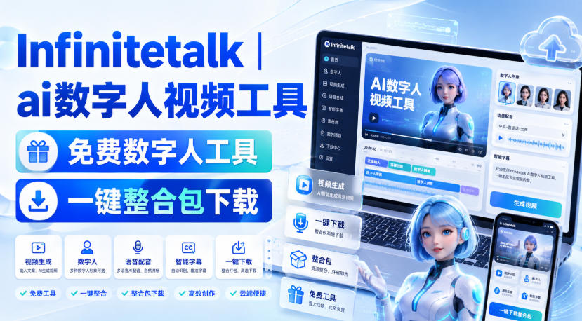 Infinitetalk丨ai数字人视频工具，免费数字人工具，一键整合包下载-易创网