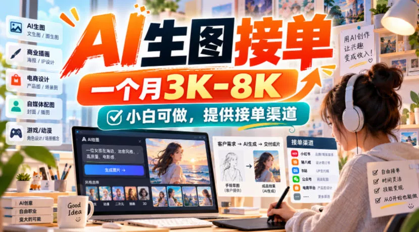AI生图接单，一个月3K-8K，小白可做，提供接单渠道-易创网