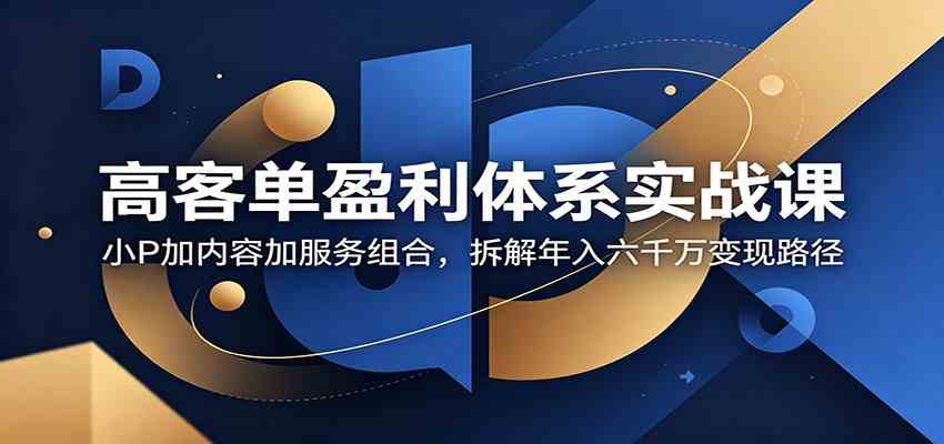 高客单盈利体系实战课：小P加内容加服务组合，拆解年入六千万变现路径-易创网