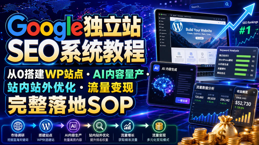 Google独立站SEO系统教程，从0搭建WP站点・AI内容量产・站内站外优化・流量变现完整落地SOP（2026年7月）-易创网