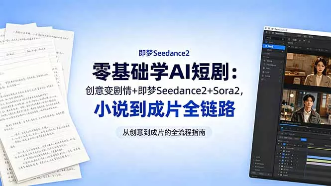 零基础学AI短剧：创意变剧情+即梦Seedance2+Sora2，小说到成片全链路-易创网