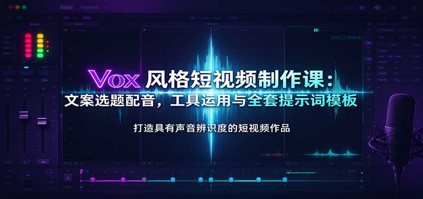 Vox风格短视频制作课：文案选题配音，工具运用与全套提示词模板-易创网