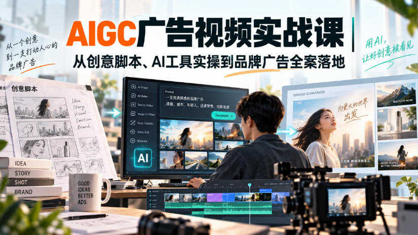 AIGC广告视频实战课｜从创意脚本、AI工具实操到品牌广告全案落地-易创网