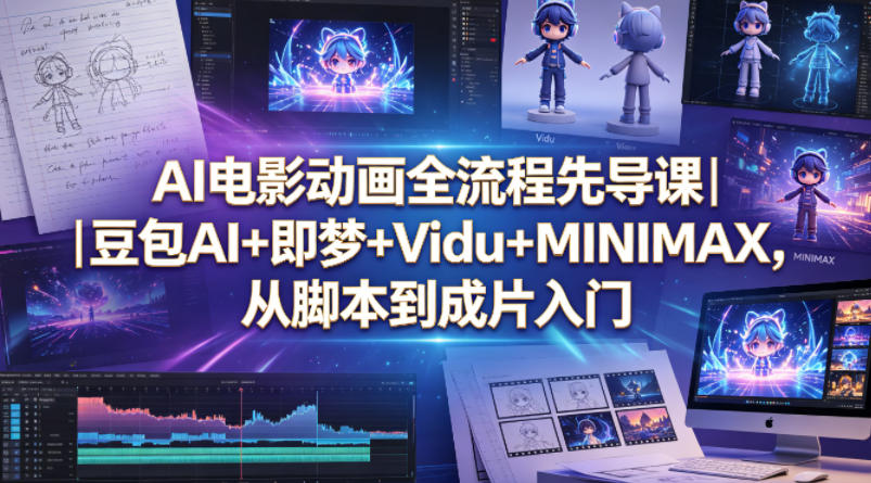AI电影动画全流程先导课｜豆包AI+即梦+Vidu+MINIMAX，从脚本到成片入门-易创网