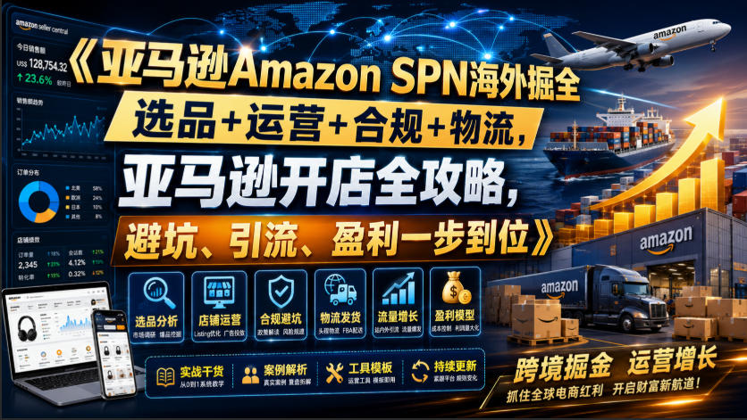 亚马逊Amazon SPN海外掘全，选品+运营+合规+物流，亚马逊开店全攻略，避坑、引流、盈利一步到位-易创网