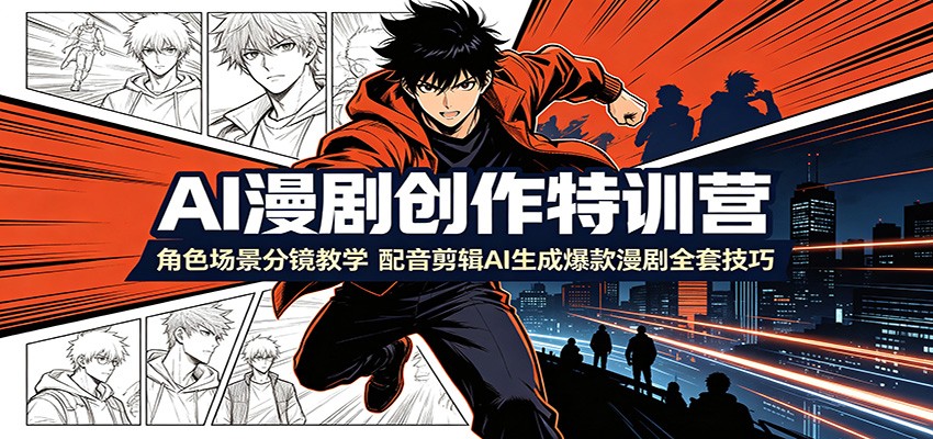 AI漫剧创作特训营：角色场景分镜教学，配音剪辑AI生成爆款漫剧全套技巧-易创网