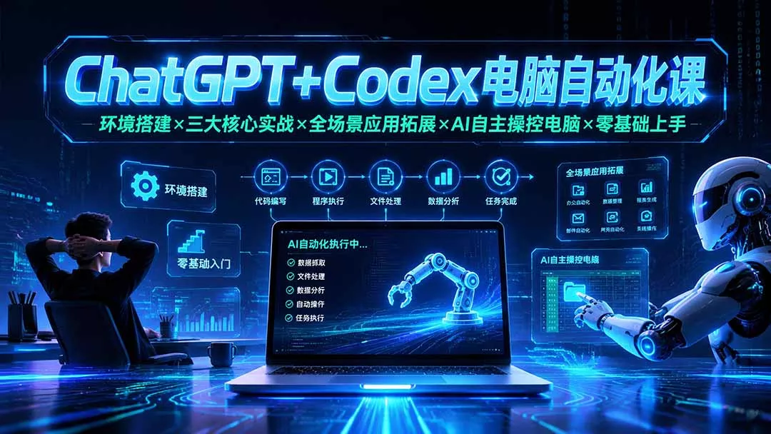 ChatGPT+Codex电脑自动化课：环境搭建×三大核心实战×全场景应用拓展×AI自主操控电脑×零基础上手-易创网