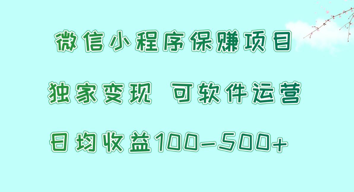 微信小程序保赚项目，日均收益100~500+，独家变现，可软件运营网赚项目-副业赚线-互联网创业-资源整合易创网