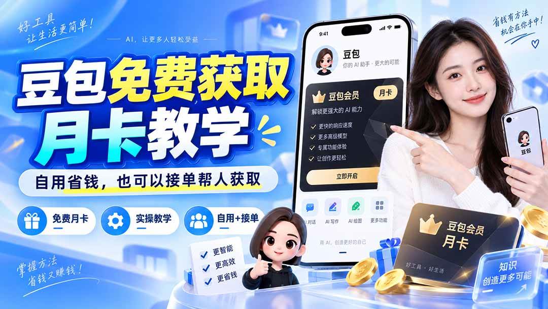 （20358期）豆包免费获取月卡教学，自用省钱，也可以接单帮人获取-易创网