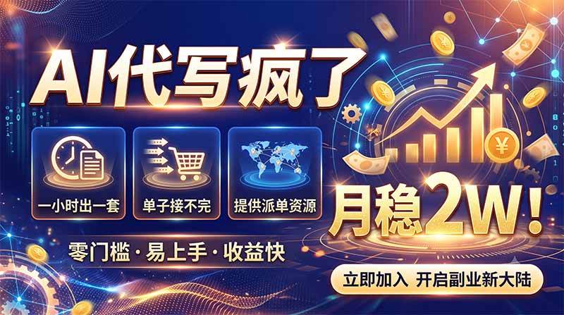 （19788期）2026捡钱副业：AI写稿一单5张，免费派单群，0门槛直接干-易创网