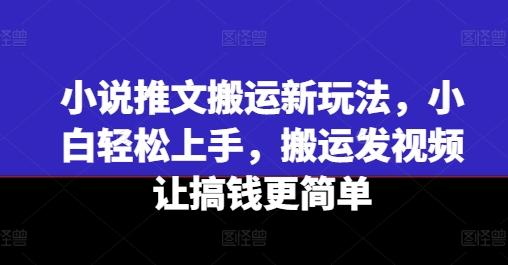 小说推文搬运新玩法，小白轻松上手，搬运发视频让搞钱更简单-易创网