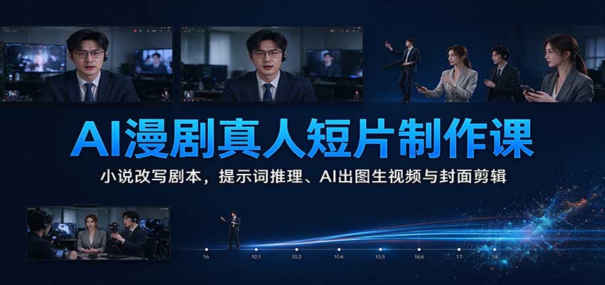 AI漫剧真人短片制作课：小说改写剧本，提示词推理、AI出图生视频与封面剪辑-易创网