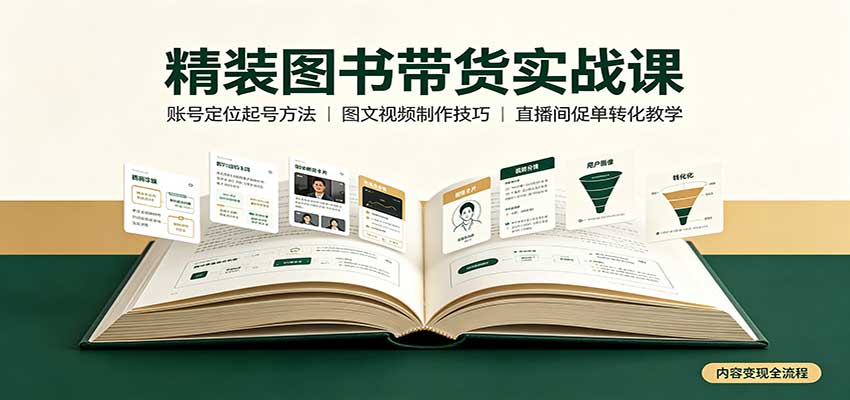 精装图书带货实战课：账号定位起号方法，图文视频制作，促单转化教学-易创网