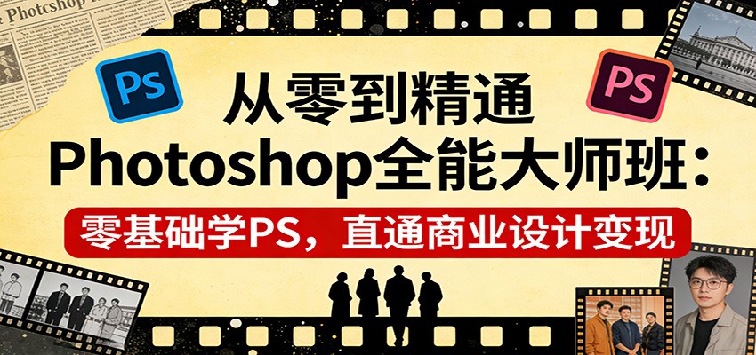 从零到精通Photoshop全能大师班：零基础学PS，直通商业设计变现-易创网