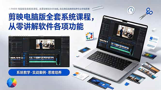 （18926期）剪映电脑版全套系统课程，从零讲解软件各项功能，结合海量实战案例培养专业剪辑思维-易创网
