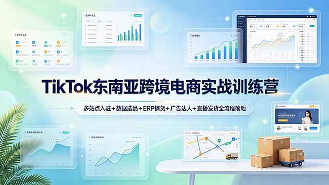 （19155期）TikTok东南亚跨境电商实战训练营：多站点入驻+数据选品+ERP铺货+广告达人+直播发货全流程落地-易创网