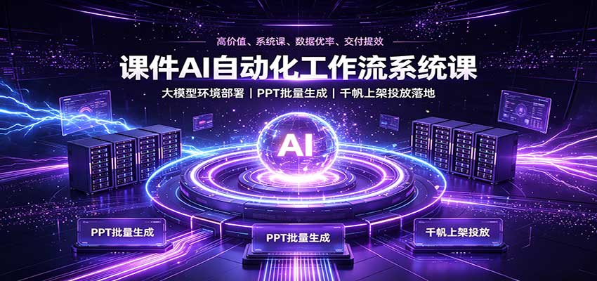 课件AI自动化工作流系统课：大模型环境部署，PPT批量生成，千帆上架投放落地-易创网