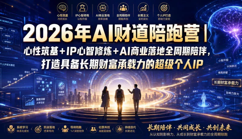 2026年AI财道陪跑营｜心性筑基+IP心智修炼+AI商业落地全周期陪伴，打造具备长期财富承载力的超级个人IP-易创网