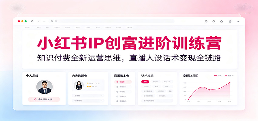 小红书IP创富进阶训练营：知识付费全新运营思维，直播人设话术变现全链路-易创网