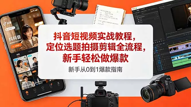 抖音短视频实战教程，定位选题拍摄剪辑全流程，新手轻松做爆款-易创网