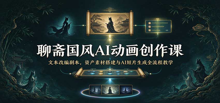 聊斋国风AI动画创作课：文本改编剧本，资产素材搭建与AI短片生成全流程教学-易创网