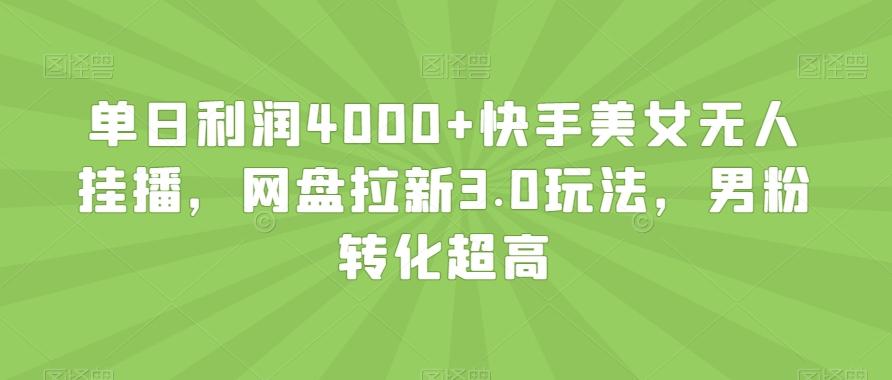 单日利润4000+快手美女无人挂播，网盘拉新3.0玩法，男粉转化超高【揭秘】-易创网
