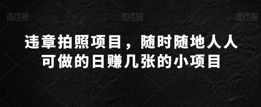 违章拍照项目，随时随地人人可做的日赚几张的小项目网赚项目-副业赚线-互联网创业-资源整合易创网