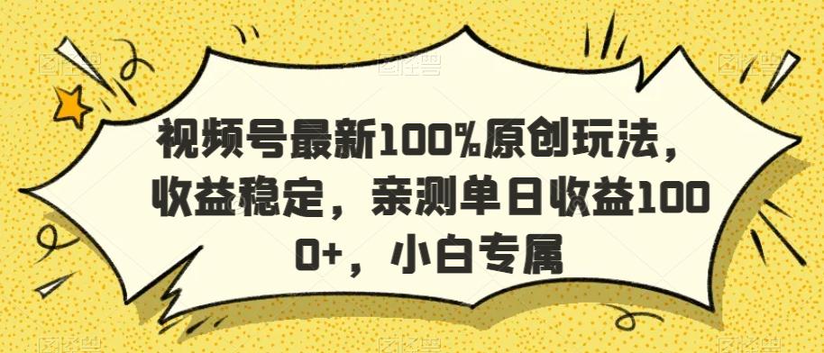 视频号最新100%原创玩法，收益稳定，亲测单日收益1000+，小白专属【揭秘】-易创网