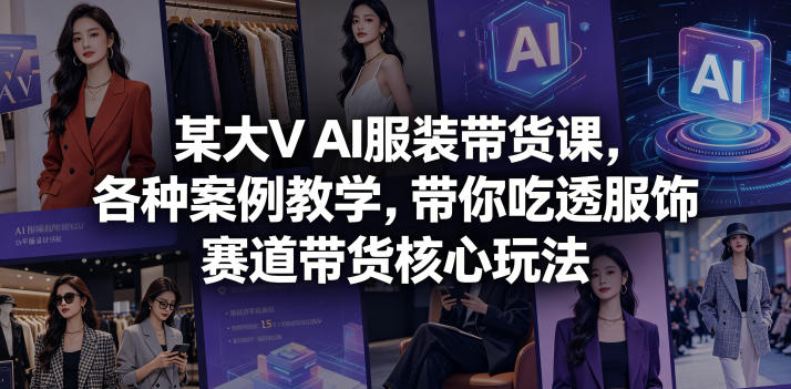 某大V AI服装带货课，各种案例教学，带你吃透服饰赛道带货核心玩法-易创网